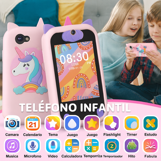 CELULAR PARA NIÑOS CON PANTALLA TÁCTIL HD, CÁMARA DOBLE Y REPRODUCTOR MP3