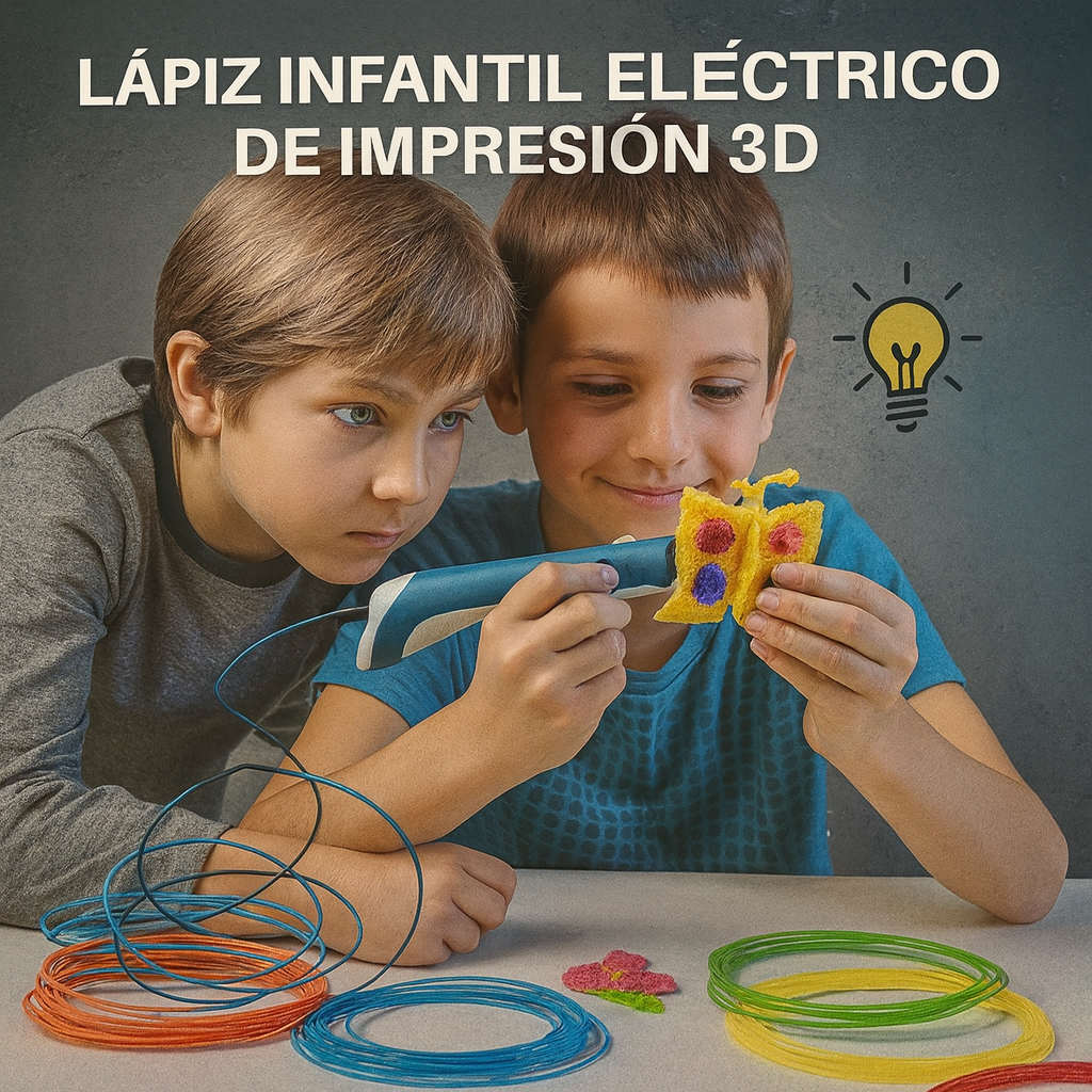 LÁPIZ INFANTIL ELÉCTRICO DE IMPRESIÓN 3D + 5 FILAMENTOS DE COLORES